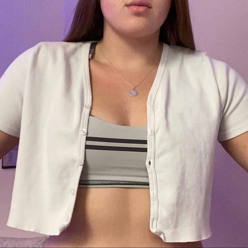 Cropped White Button Up